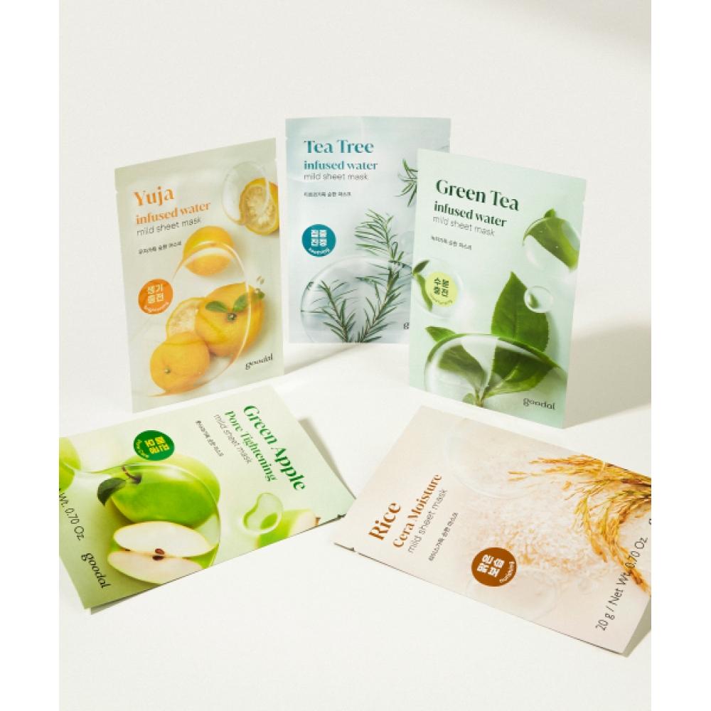 Goodal [20pack] Mild Mask  Green Tea Tea Tree Citron Green Apple Rice 10 sheets of rice/10 sheets of rice
