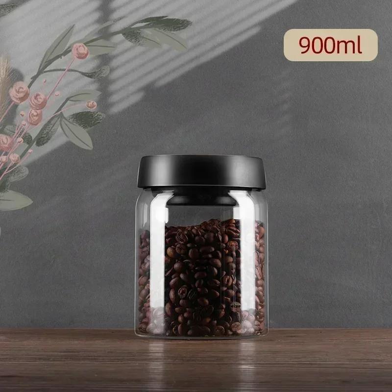 Coffee Beans Vacuum Sealed Borosilicate Glass Tank Moisture Proof Air Extraction Cereals Storage Jar for Kitchen Tea Storage