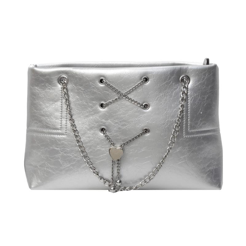 Large capacity chain retro tote bag women's new fashion casual texture small bag single shoulder underarm women's bag
