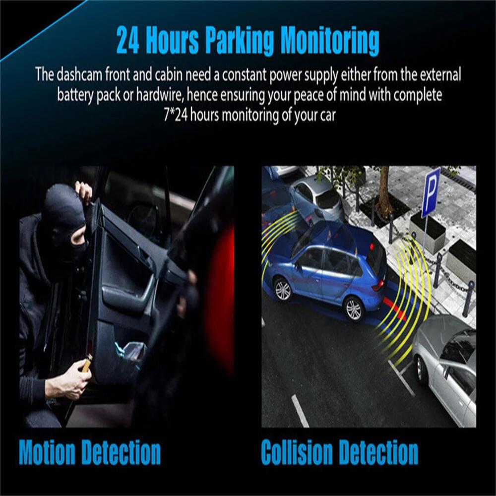 1080P Kamera samochodowa 3 kamery Przednia kabina i tylny rejestrator jazdy 3-kanałowa kamera DVR z nagrywaniem w pętli Czujnik G Czarne pudełko Akcesoria samochodowe