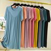 V-shaped pleated thin home long skirt Nightwear Modal nightgown Summer Dress Casual Loose Nightdress Female Sleepshirt