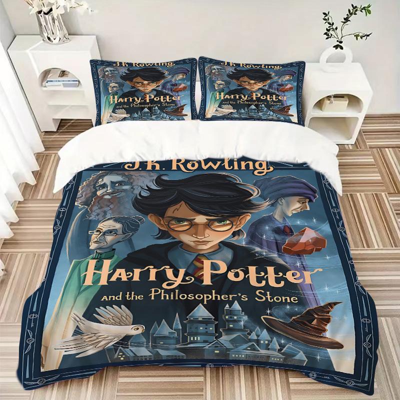 3pcs Harry Potter Fantasy Adventure Bedding Set, Soft Polyester Duvet Cover and Pillowcases Seasons all suitable, Design for Bedroom L1003144