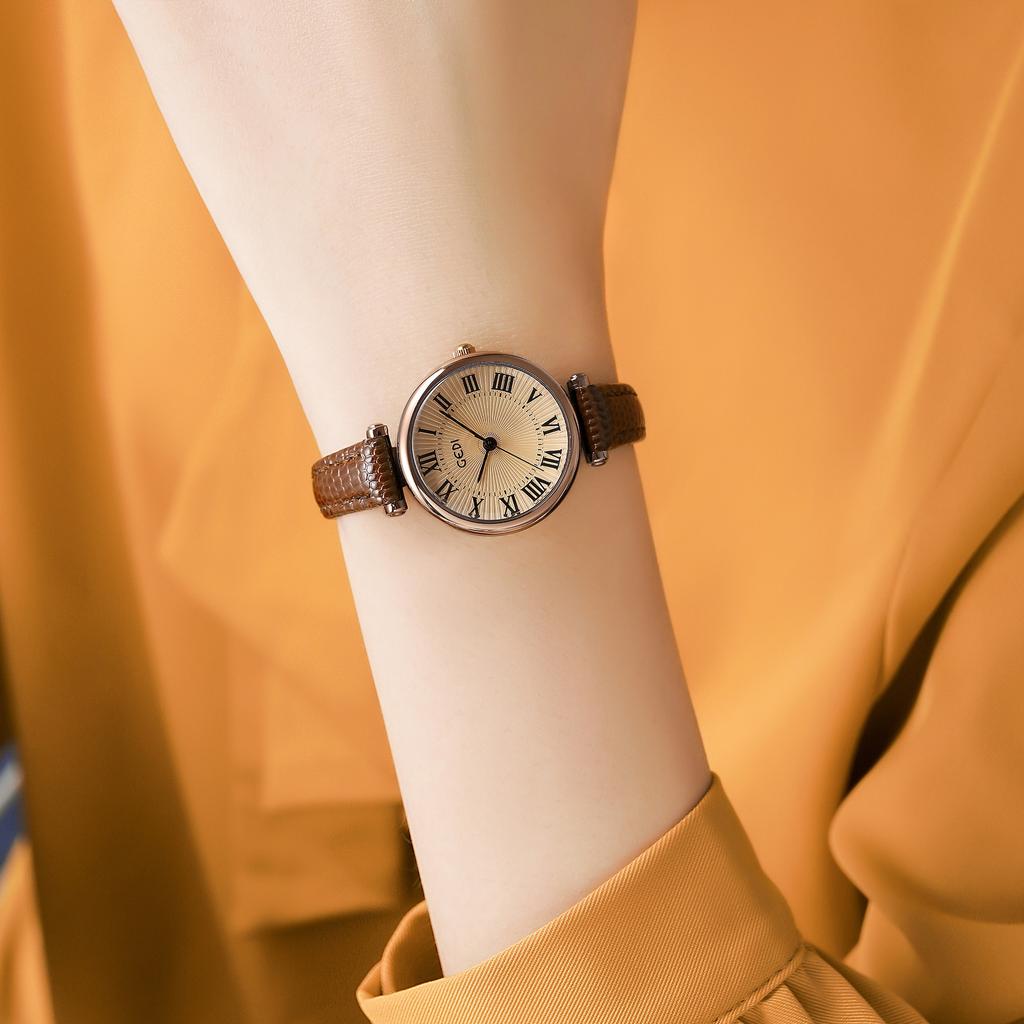 Retro Style Women'S Watch Small Plate Light And Thin Student Exam Watch Waterproof Quartz Belt Watch