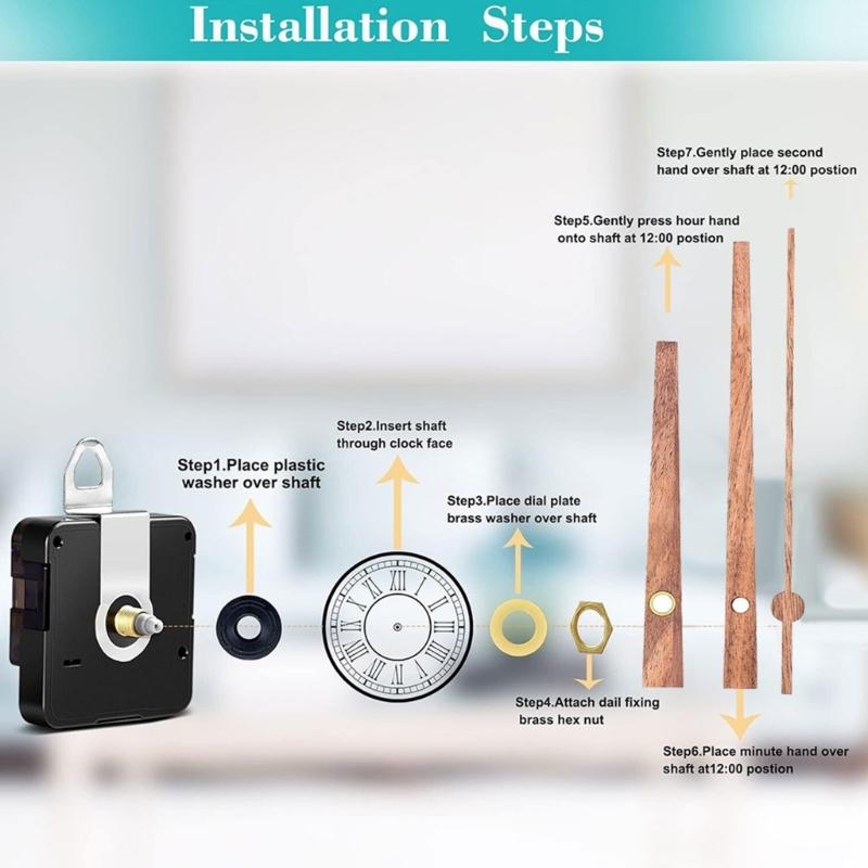 Hodinový mechanismus s dřevěnými hodinovými ručičkami Super tichý hodinový strojek Hodiny na baterie Sady pro opravu dílů
