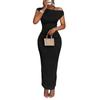 Women's Summer Fashion Solid Color Sloping Shoulder Slim Fitting Date Party Dress