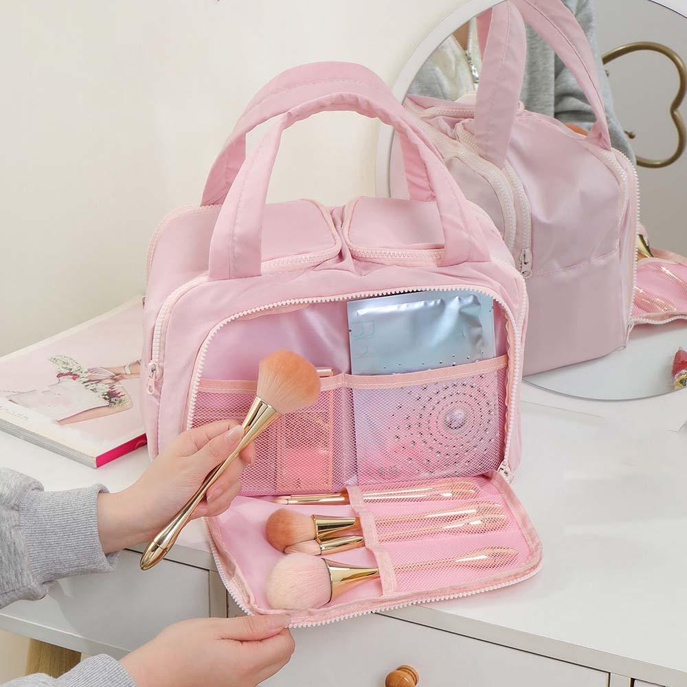 Cotton Solid Color Cosmetic Bag Kawaii Make Up Pouch Bag Soft Portable Toiletry Bag  Storage