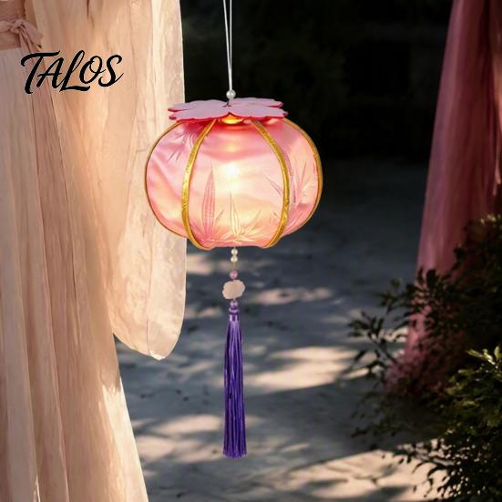 Chinese Style Persimmon Lantern Spring Festival DIY Material Kit, Light Up Handmade Shaped Home Decor Holiday Hanging Ornament with Tassel for