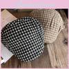 Retro Pattern Checkered Beret Hat For Women Breathable Sunshade Headwear Gift