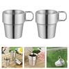 2er-Pack Edelstahl Isolierbecher für Camping, klappbarer Griff, doppelwandige Kaffeetassen für Outdoor, Wandern