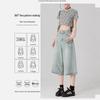Women's Summer 2025 Light Blue High Waist Wide-Leg Denim Shorts