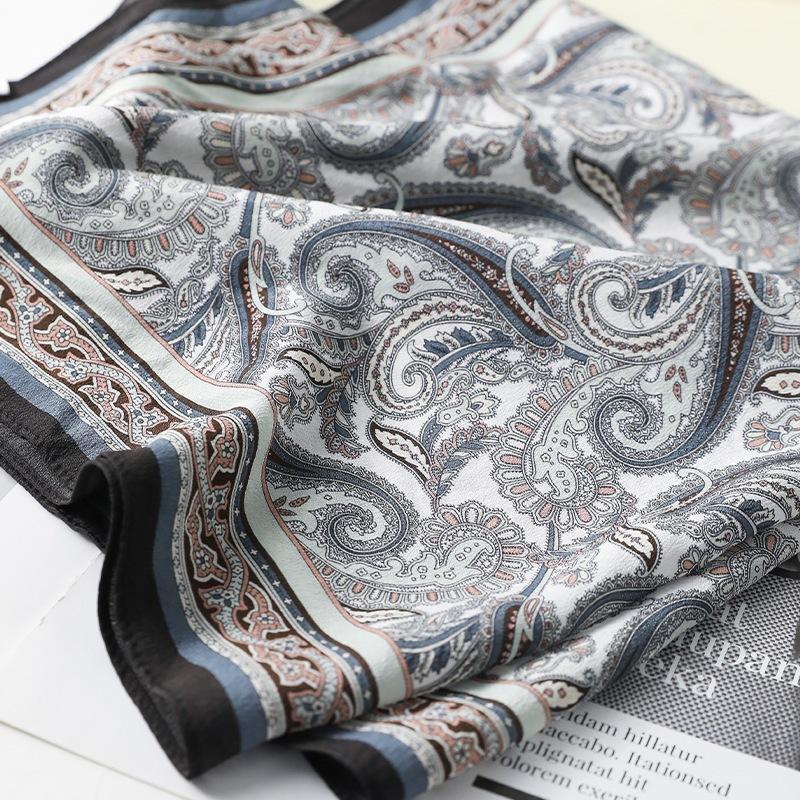 Silk Double Crepe 65 Square Scarf Women's Four Seasons Versatile Mulberry Silk Double Crepe Scarf Sun Protection Fashion Square Scarf Silk Scarf