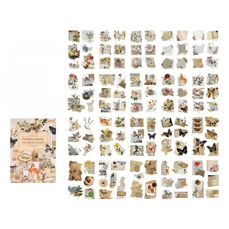 20 Pieces of PET Material Retro Scrapbook Stickers Book Creative DIY Collage Materials Journal Essential Supplies