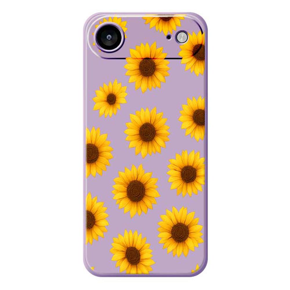 

For iPhone 17 Air Case Sunflowers Pattern Printing Straight Edge TPU Phone Back Cover Purple
