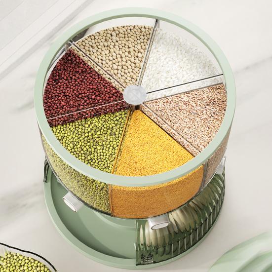 Wielofunkcyjny Pojemnik do Przechowywania w Kuchni Dwuwarstwowy Duża Pojemność Obrotowy Przezroczysty Szczelny Pojemnik na Zboże/Płatki Śniadaniowe Uchwyt na Jajka Artykuły Kuchenne