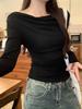 Chic One-Shoulder Slim Long-Sleeve T-Shirt for Women - Perfect for Spring and Autumn