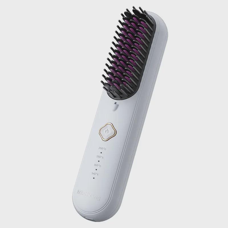 Portable Wireless Hair Straightening & Curling Comb - Ionic, Rechargeable, Dual-Purpose, Gentle on Hair