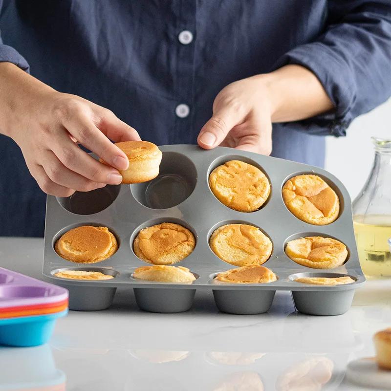 12 Holes Silicone Baking Mold for Baking 3D Bakeware Chocolate Round Sphere Mold Cupcake Pan Cake DIY Muffin Kitchen Tool