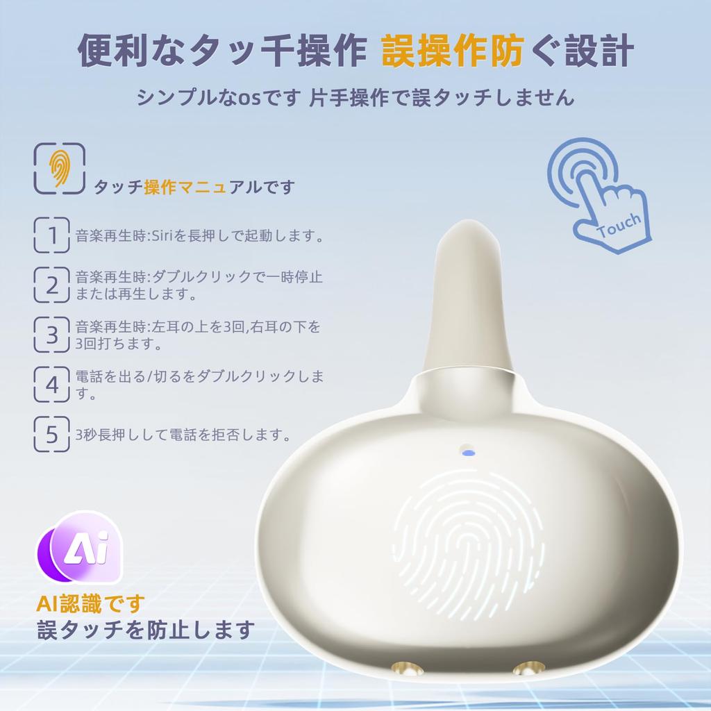 Sonlau Wireless Bluetooth Earphones, Over-the-Ear [Wireless Open Earbuds, Comfortable Fit, IPX5 Waterproof, Built-in Microphone] Bluetooth 6.0, Bone