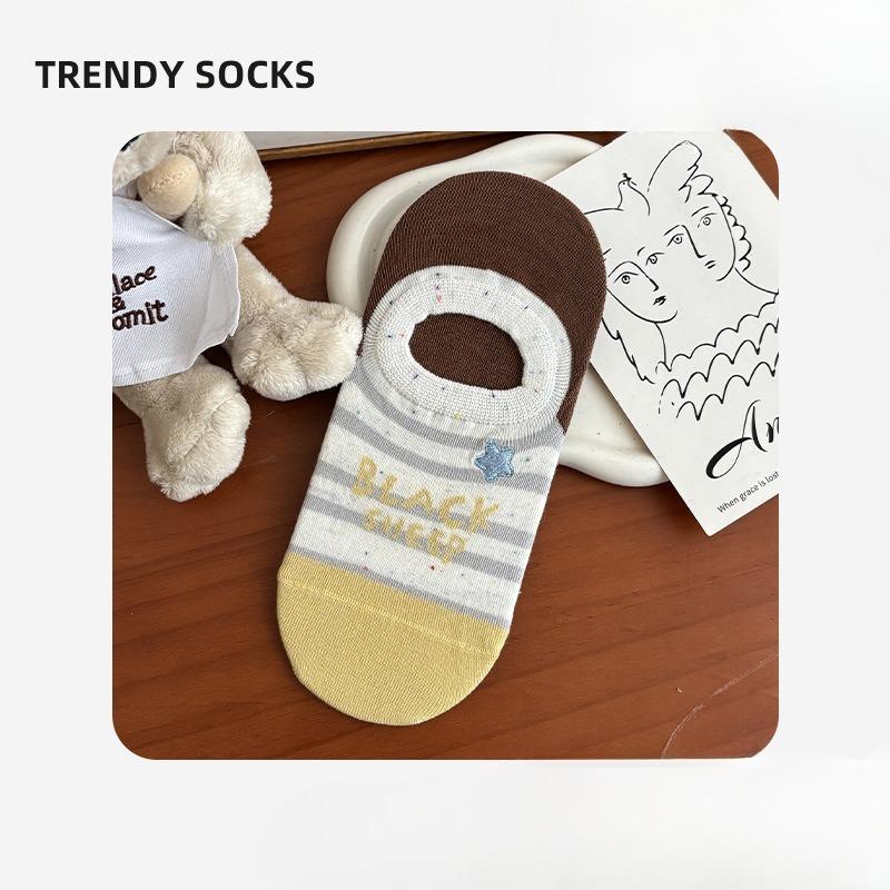 Spring and Summer Cartoon Animal Pattern Women's Boat Shoes Simple and Versatile Non-slip Invisible Socks Thin Cotton Breathable Short Socks