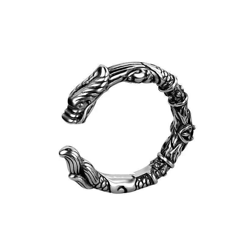 Pinky Tail Ring for Men, Trendy Single, Old Vintage Style Open Adjustment Ring