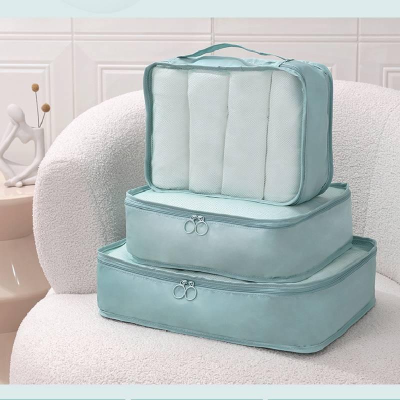 7pcs Solid Color Travel Storage Bag Set Largecapacity Clothes Bags Toiletries