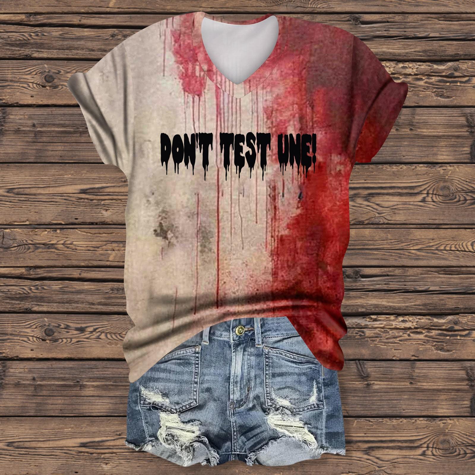 

Женская модная повседневная футболка с коротким рукавом и принтом на Хэллоуин, элегантные топы на Хэллоуин XL киноварь