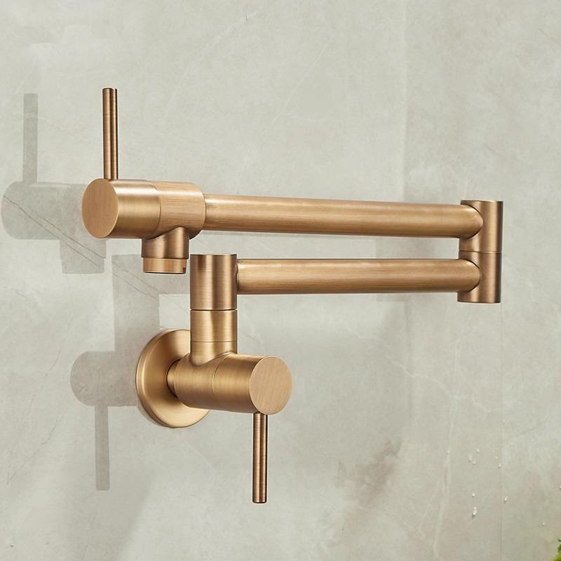 Antique Bronze Pot Filler Tap Wall Mounted Foldable Single Cold Kitchen Faucet Black Sink Tap Rotate Folding Spout Brass