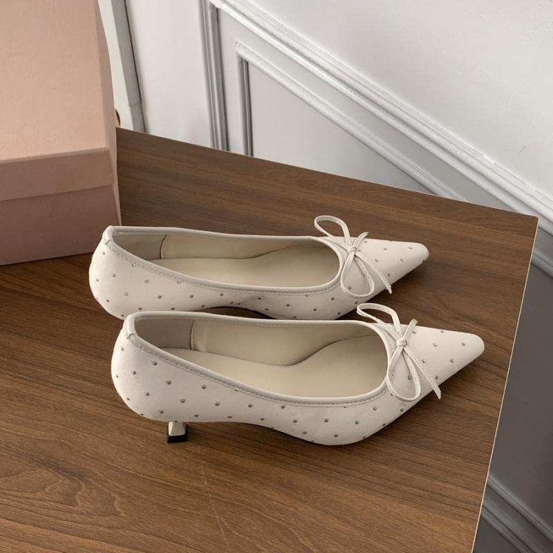 Fashion New Pointed Irregular Suspended Heel Shallow Mouth Single Shoe Butterfly Bow Mesh High Heels Temperament Imperial Style Tacones