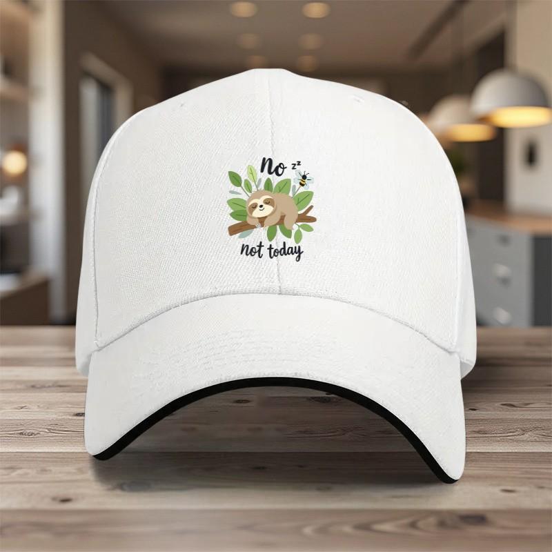 Sloth No Not Today Graphic Baseball Cap Polyester Adjustable Casual Unisex Adult Headwear One Size