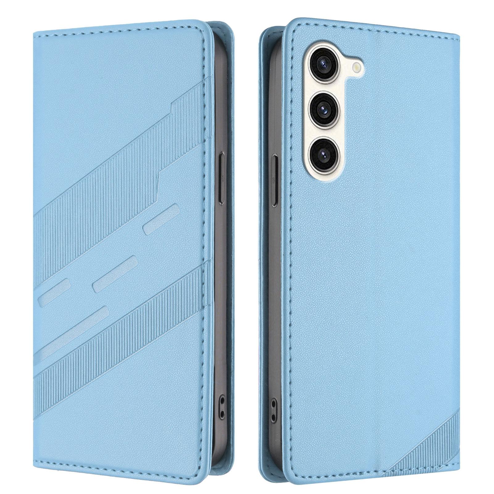 

For Samsung Galaxy S23 Phone Cases Punk Style Imprinted Wallet Stand Leather Cover Baby Blue