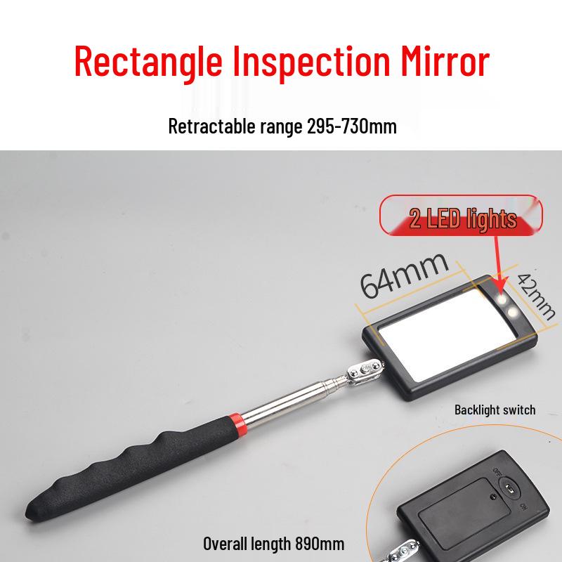 Universal Telescopic Reflective Mirror with Light – Small & Large for Car Repair, Shipyard, & Welding Inspection