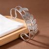 Gold-Plated Titanium Steel Laurel Leaf Adjustable Bangle Bracelet