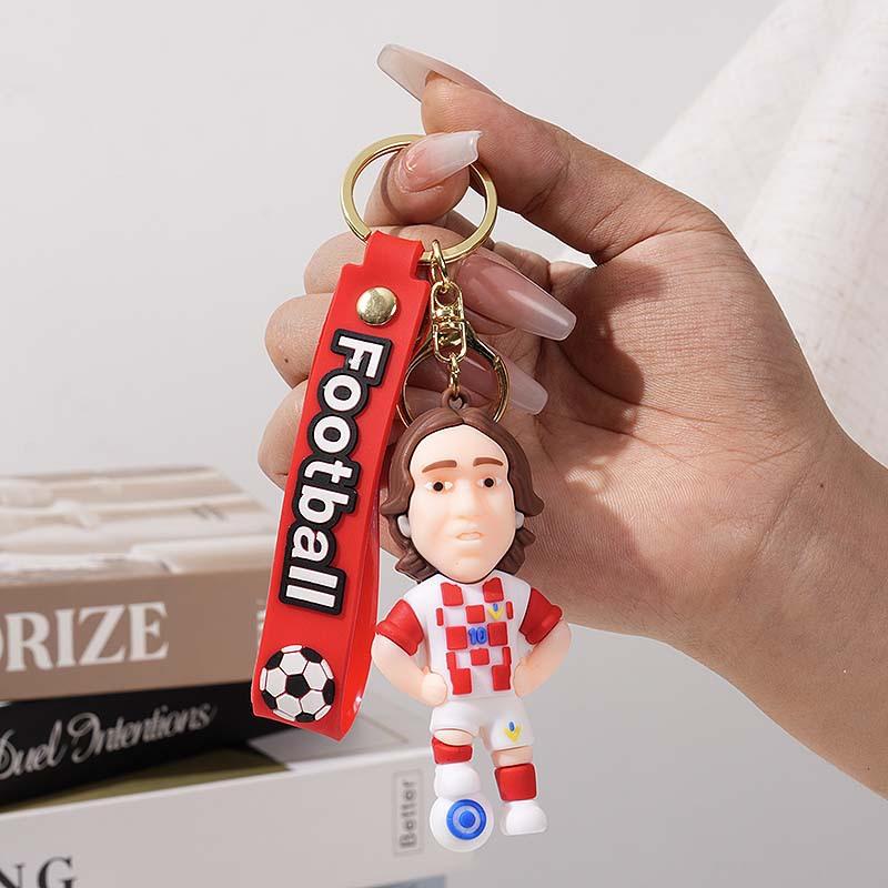 Football Cup Star Keychain Football Fan Cartoon Doll Pendant Soft Rubber Car Backpack Decoration Small Gift