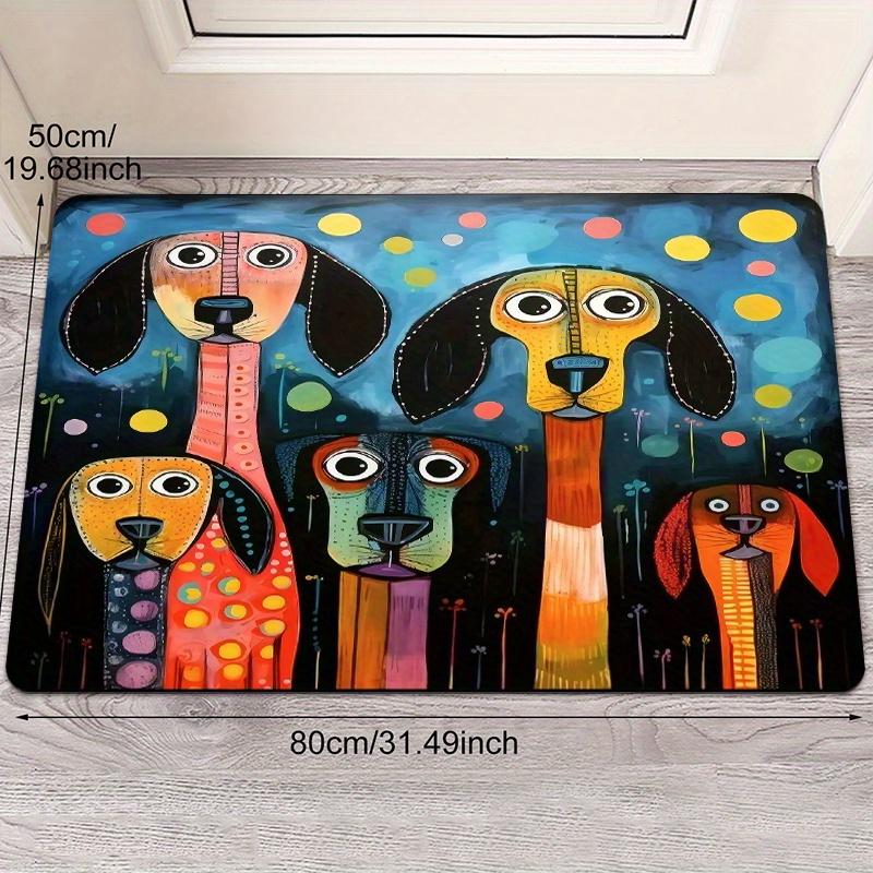 1Pcs Anti Fatigue Kitchen Rugs Playful Puppy Print Waterproof Non-Slip Thick Cushioned Kitchen Mat Heavy Duty Comfort Standing Mat forKitchen Bathroom
