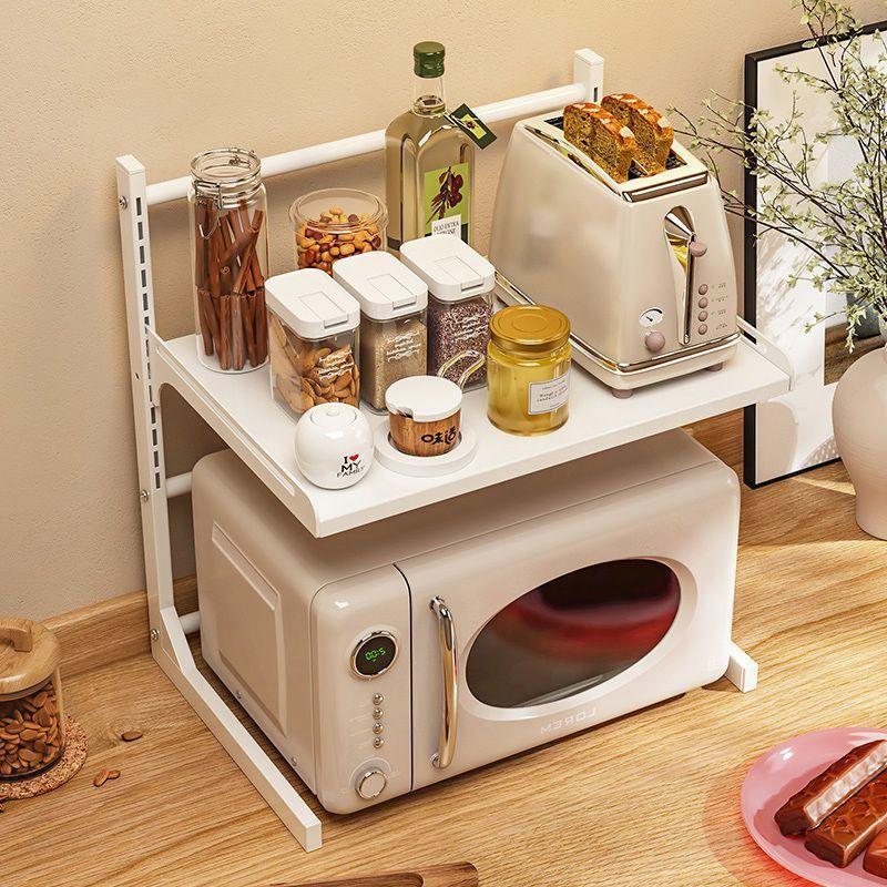 Table Top Multi-Layer Retractable Microwave Oven Thickened Storage Rack Kitchen Household Storage Oven Pot Rack Partition Rack
