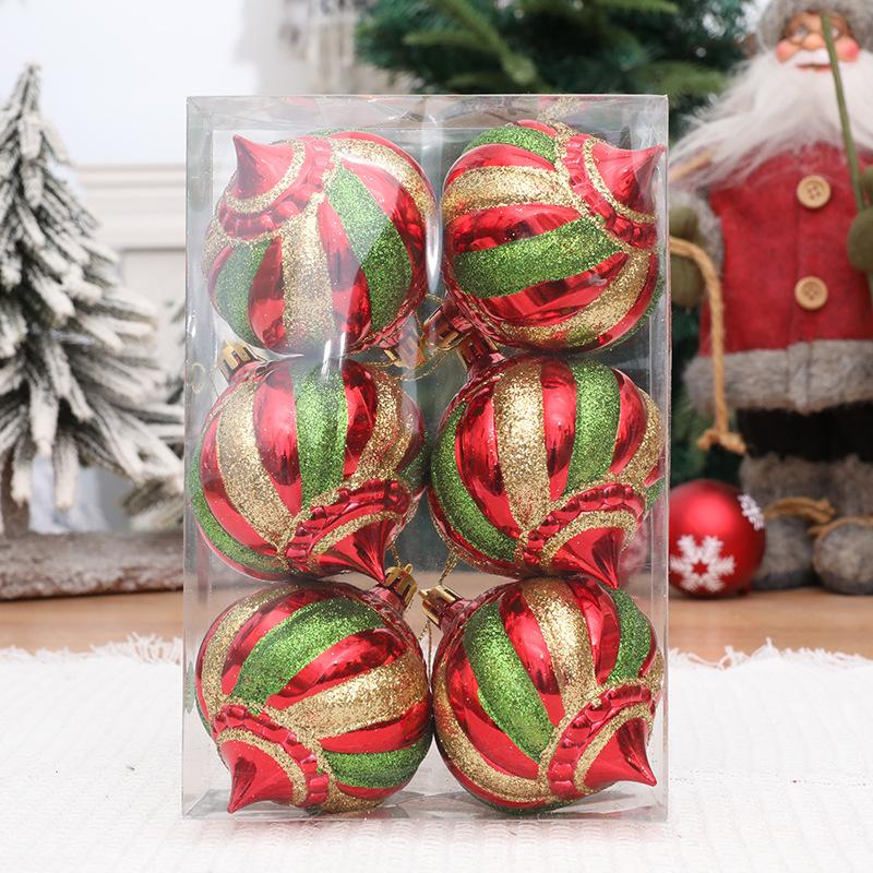 6Pcs Christmas Decoration Onion Shape Ball Christmas Tree Hanging Spiral Cone Ball Ornament