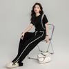 2025 Summer Trendy Sporty Slim Two-Piece Set: Short-Sleeve Top & Wide-Leg Pants