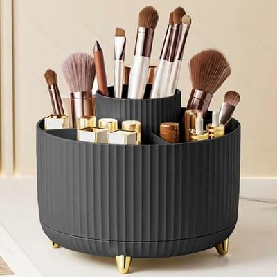 1Pcs 360° Rotating Makeup Brush Holder Storage Box, 5 Slot Makeup Brush Cup, Suitable for Bathroom Dressing Table,Office Desktop