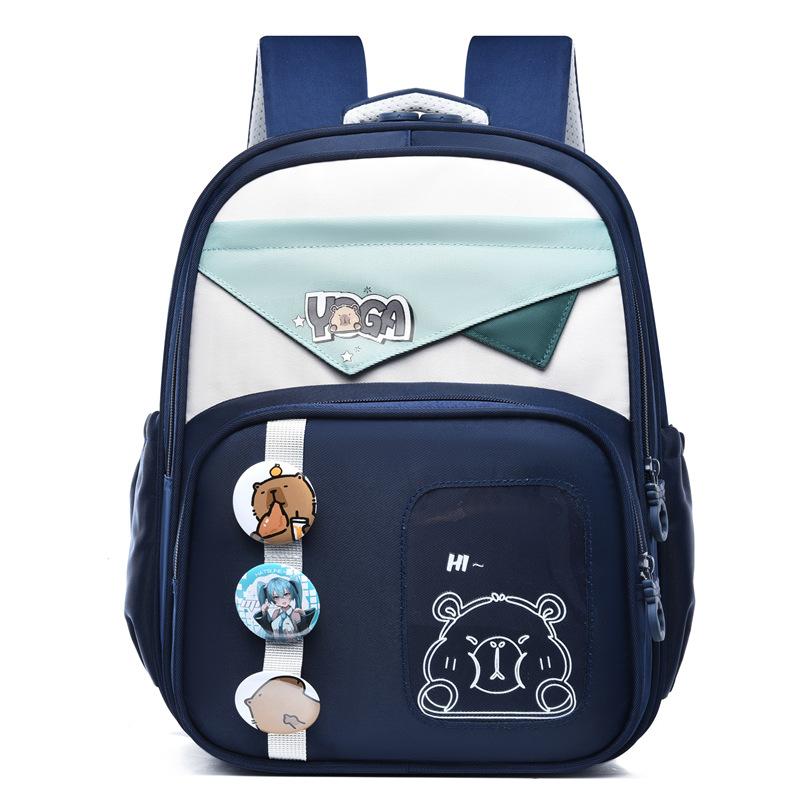 

Школьный рюкзак мультяшный новый большой вместимости для учеников начальной школы 1-3 классов, легкий и универсальный рюкзак с защитой позвоночника и снижением нагрузки темно-синий