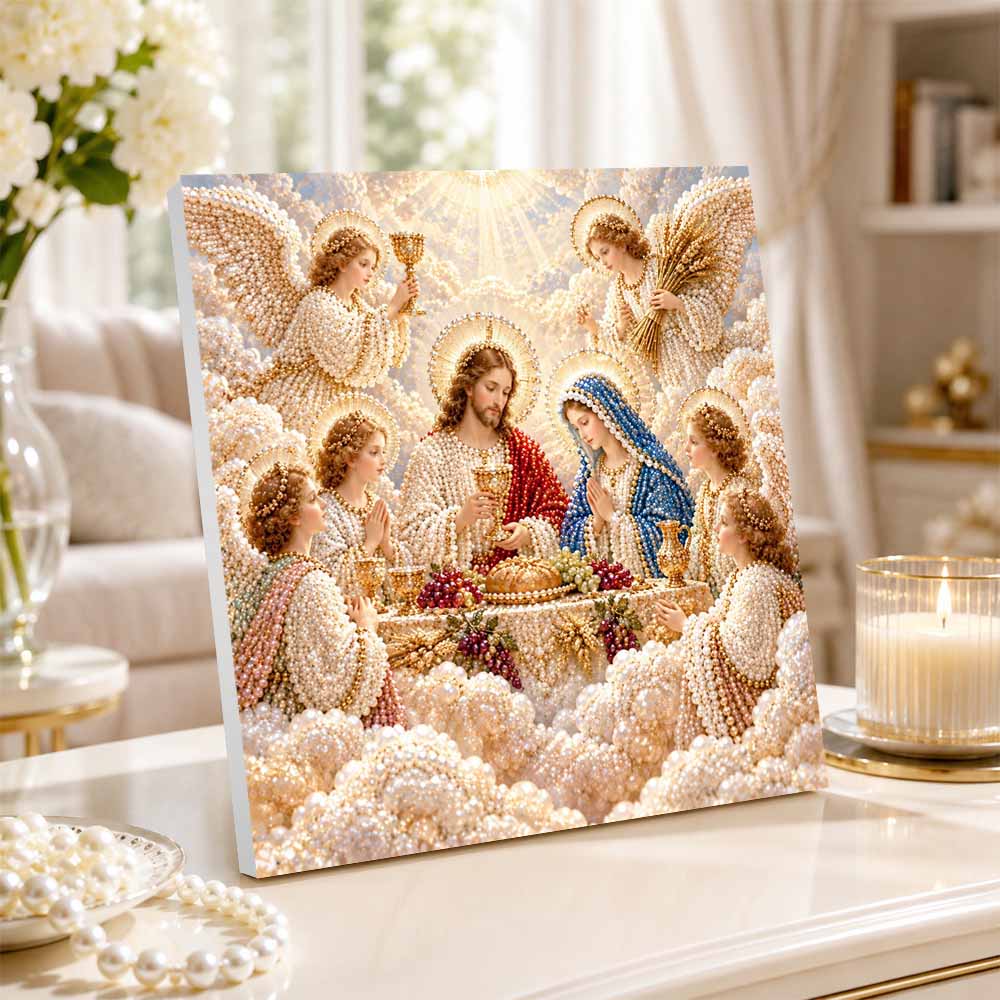 Pearl Painting 5D DIY Decorative Painting. Religious Holy Family and Angels. Cute Birthday Gift. Handmade Art Painting