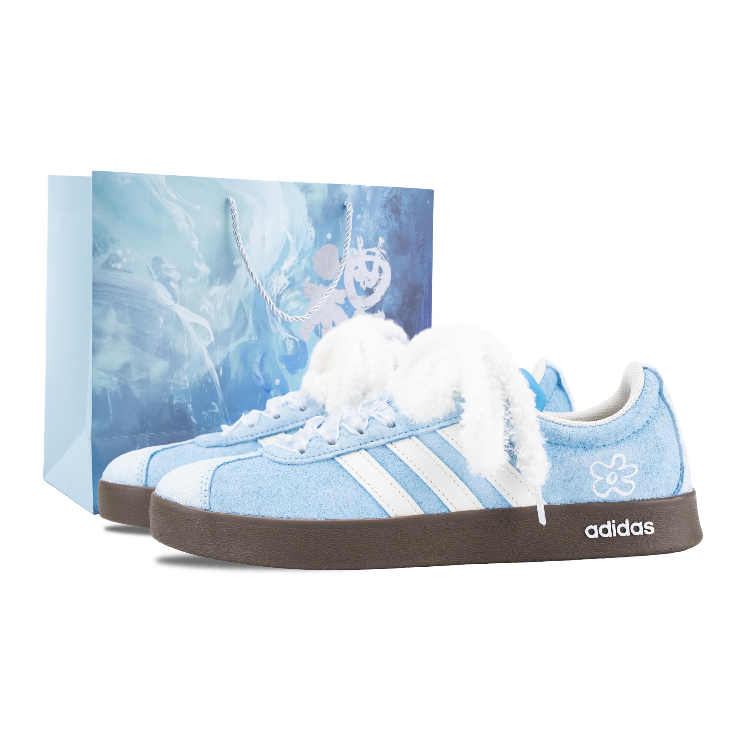 

Adidas VL COURT 2.0 Ice Blue Velvet Abrasion Resistant Low top German Army Trainers Unisex Blue JI0496(Team626-) 44⅔