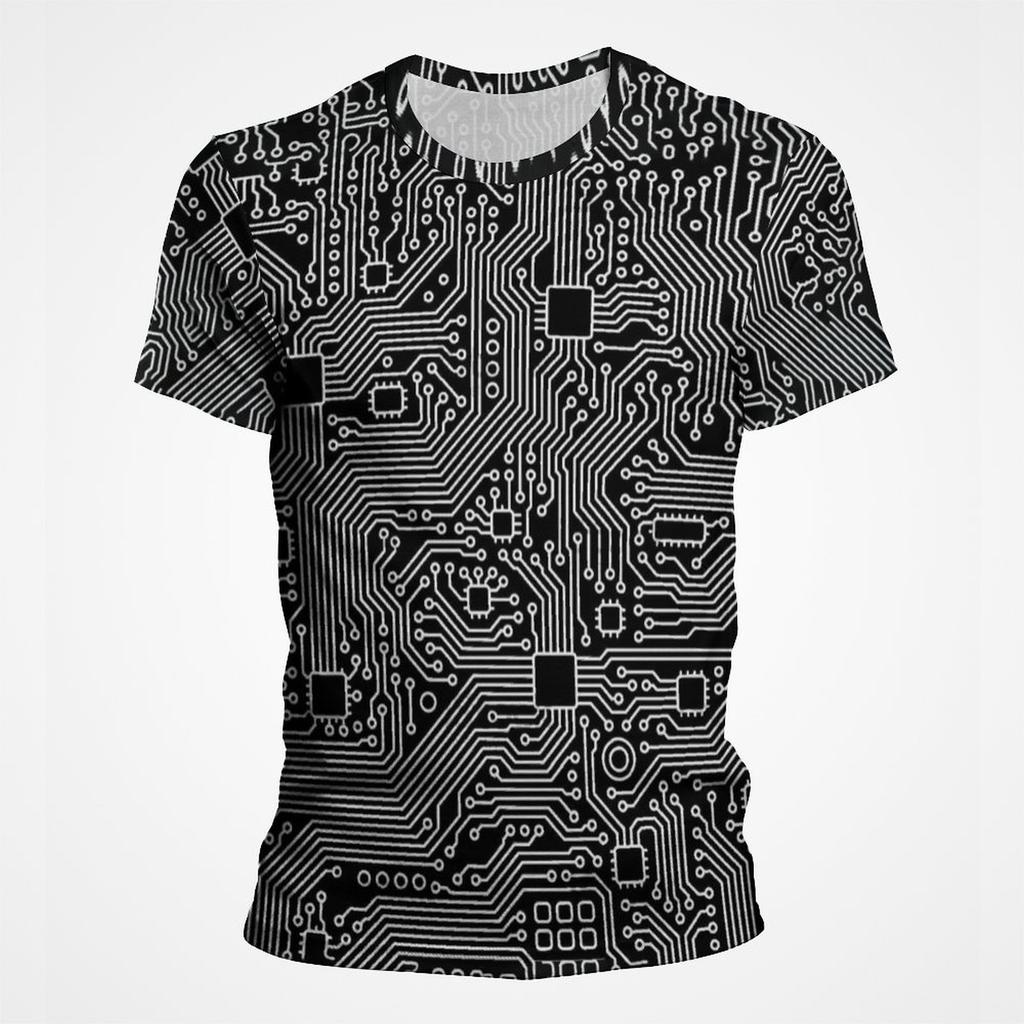 3D-Druck Motherboard CPU Prozessor Leiterplatte T-Shirt für Herren Vollprint Grafik Herren T-Shirts Hiphop Streetwear Tops