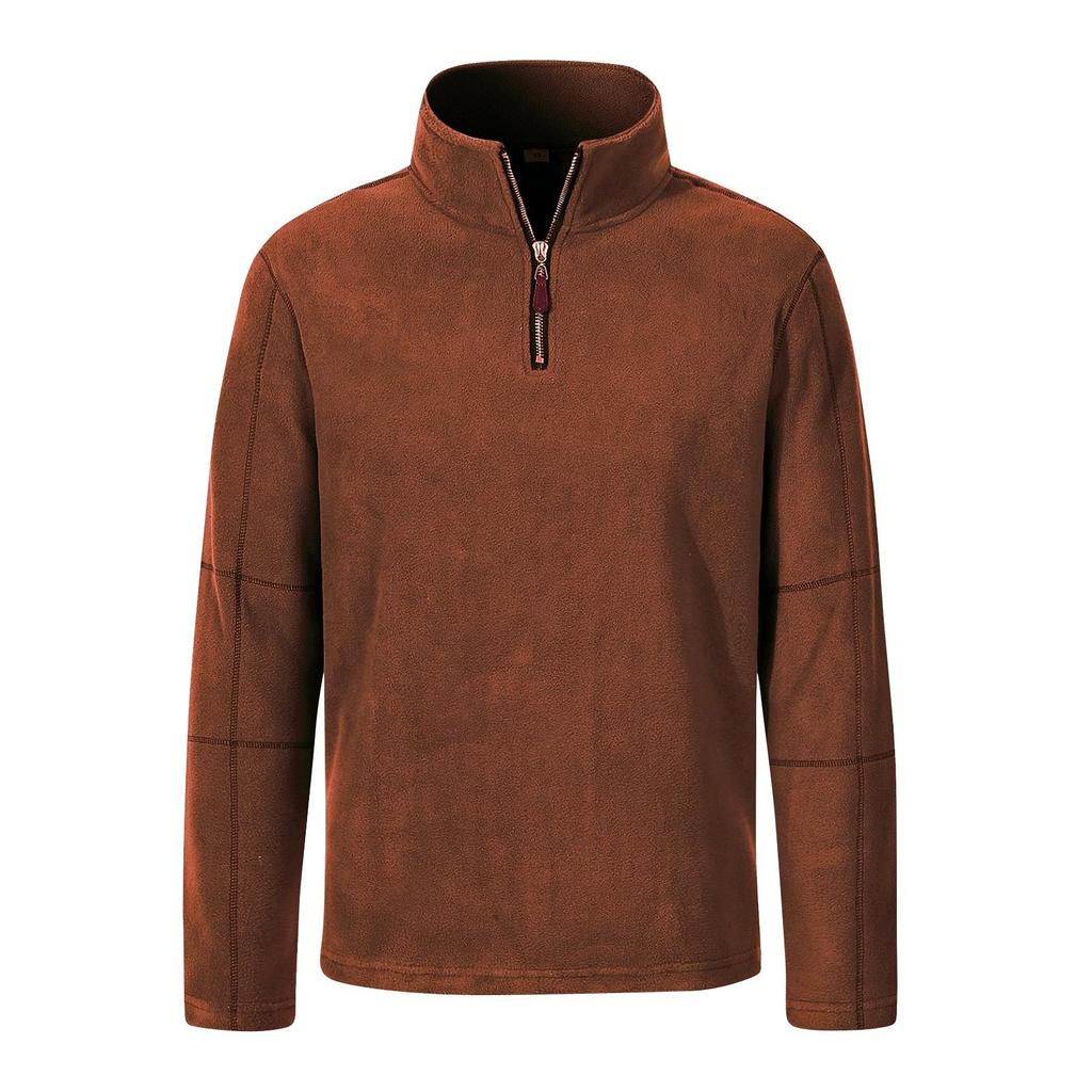 Pánská zimní jednobarevná fleecová mikina Pánská ležérní mikina na zip se stojáčkem