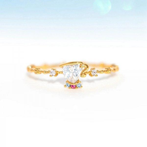 Korean CZ Sweet Crystal Zircon Heart Ring For Women Exquisite Shell Flower Opening Finger Rings Girls Princess Wedding Jewelry