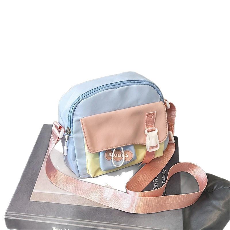 Child Cartoon Nylon Small Handbag With Splicing Design For Kindergarten Girls
