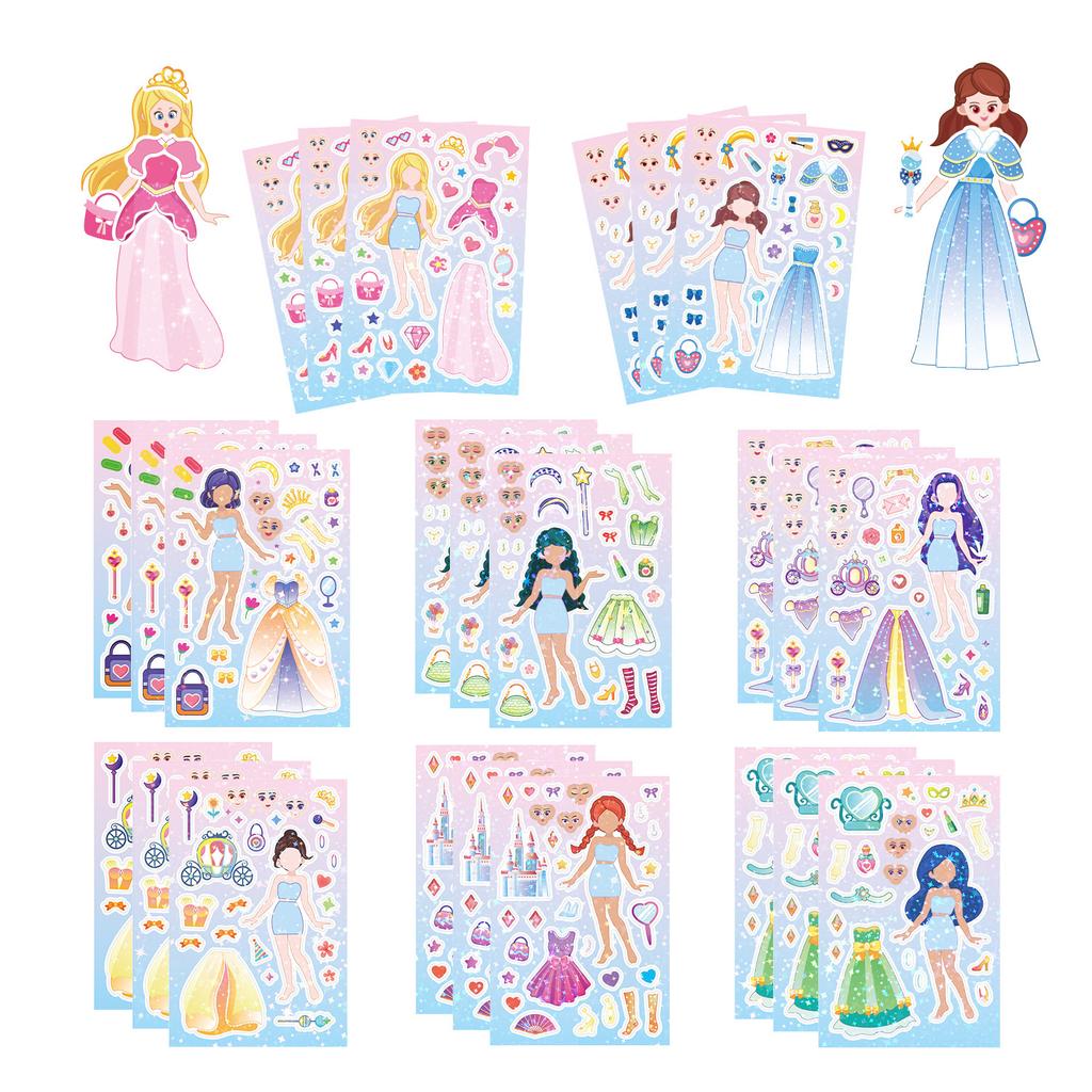 8PCS/Set DIY Stickers Puzzle Face Changing Stickers Animal Assemble Game Montessori Cognition Educational Toys For Children Kids