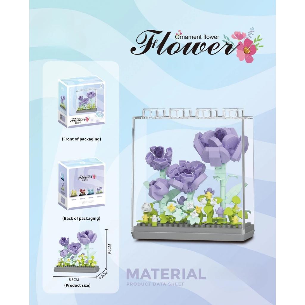 Mikro-Baustein Kunststoffpflanze Ewiger Blumenstrauß Kinder Puzzle Montage Spielzeug Praktische Fähigkeit Innendekoration Ornament