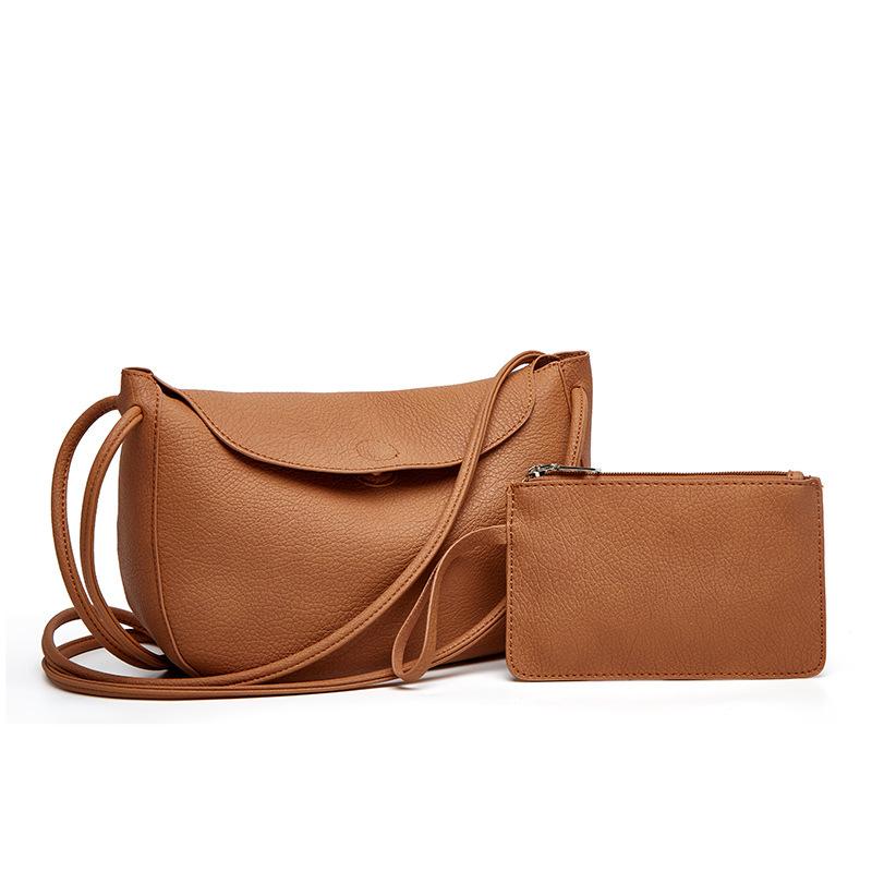 

Сумка женская новая простая однотонная из мягкой кожи на плечо через плечо сумка-кроссбоди универсальная модная с узором личи сумка для мамы и ребенка коричневый