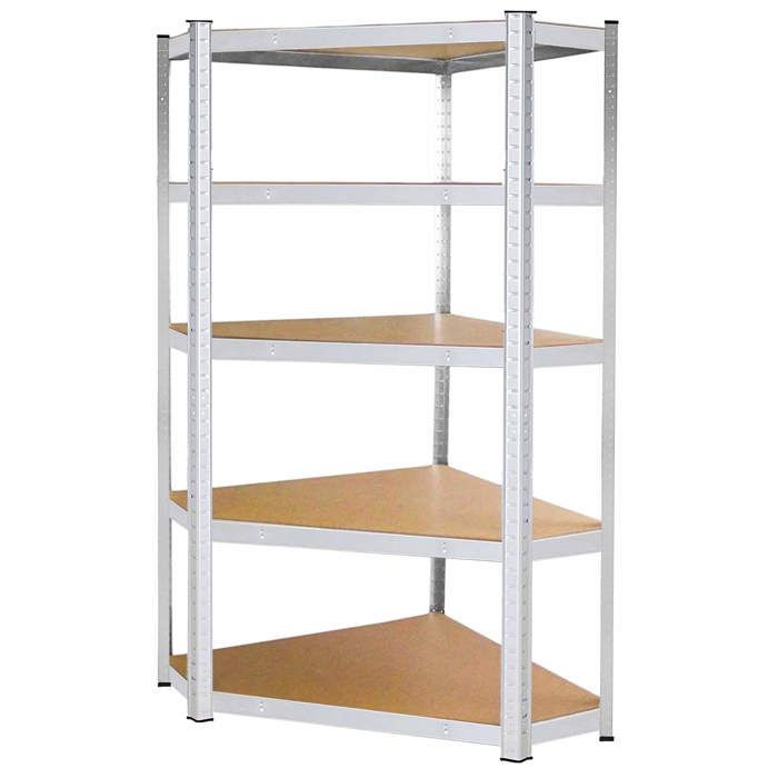 Springos® Étagère d’angle en métal pour cave 124 x 180 x 90 cm, 5 tablettes - max. 875 kg