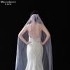 Plain Solid Color Tulle Bridal Veil Single Layer Soft Flowy Simple Wedding Veil White Lavender Light Blue Floor Length Veil For Bride Elopement Shoot